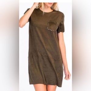 Short sleeve faux suede Tee Dress